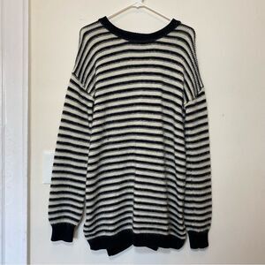 Rebecca Minkoff Worth Striped Split Back Mohair/Wool Knit Sweater Sz Medium